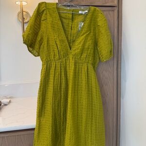 Madewell Annamarie Mini Dress in Stripe Citrus Lime Size 6